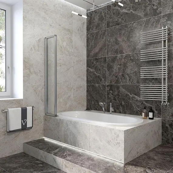 ШТОРКА НА ВАННУ VECONI PALAU PL-73L, 1200X1500, ХРОМ, СТЕКЛО ПРОЗРАЧНОЕ