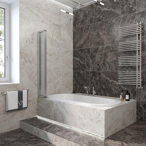 ШТОРКА НА ВАННУ VECONI PALAU PL-74L, 900X1500, ХРОМ, СТЕКЛО ПРОЗРАЧНОЕ