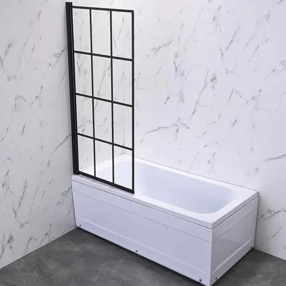 ШТОРКА НА ВАННУ VECONI PALAU PL-77L, 700X1500, ЧЕРНЫЙ, СТЕКЛО ПРОЗРАЧНОЕ