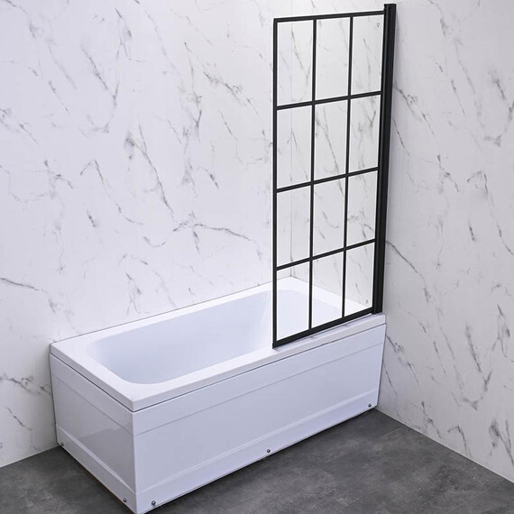 ШТОРКА НА ВАННУ VECONI PALAU PL-77R, 700X1500, ЧЕРНЫЙ, СТЕКЛО ПРОЗРАЧНОЕ