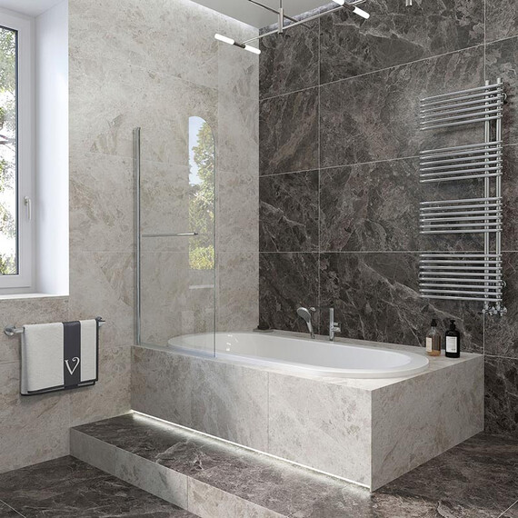 ШТОРКА НА ВАННУ VECONI PALAU PL-79, 900X1500, ХРОМ, СТЕКЛО ПРОЗРАЧНОЕ