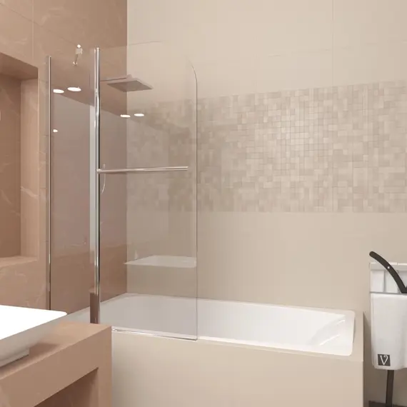 ШТОРКА НА ВАННУ VECONI PALAU PL-81, 800X1500, ХРОМ, СТЕКЛО ПРОЗРАЧНОЕ