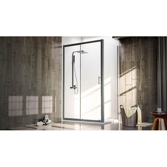 ДУШЕВОЙ УГОЛ VECONI ROVIGO RV-072B, 1100Х800Х1900 ЧЕРНЫЙ, СТЕКЛО ПРОЗРАЧНОЕ
