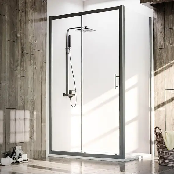 ДУШЕВОЙ УГОЛ VECONI ROVIGO RV-072B, 1000Х900Х1900 ЧЕРНЫЙ, СТЕКЛО ПРОЗРАЧНОЕ