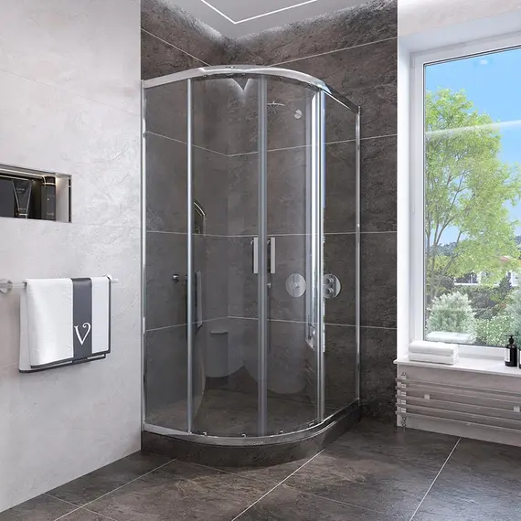 ДУШЕВОЙ УГОЛ VECONI ROVIGO RV-107, 900X900X1900, ХРОМ, СТЕКЛО ПРОЗРАЧНОЕ