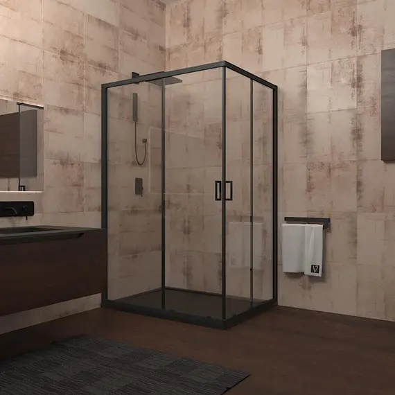 ДУШЕВОЙ УГОЛ VECONI ROVIGO RV-14, 1200X800X1950, ЧЕРНЫЙ, СТЕКЛО ПРОЗРАЧНОЕ