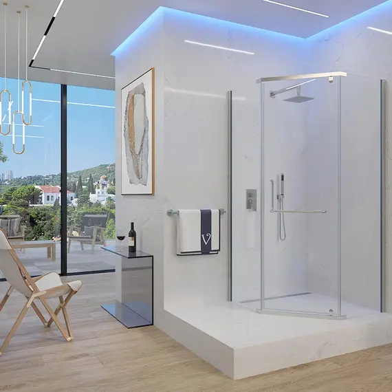 ДУШЕВОЙ УГОЛ VECONI ROVIGO RV-36, 800X800X1950, ХРОМ, СТЕКЛО ПРОЗРАЧНОЕ