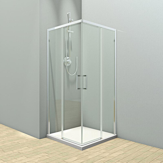 ДУШЕВОЙ УГОЛ VECONI ROVIGO RV-47, 900X900X1950, ХРОМ, СТЕКЛО ПРОЗРАЧНОЕ