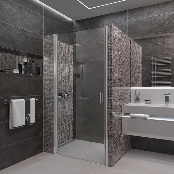 ДУШЕВАЯ ДВЕРЬ VECONI VIANNO VN-43, 900X1950, ХРОМ, СТЕКЛО ПРОЗРАЧНОЕ