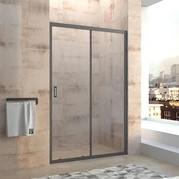 ДУШЕВАЯ ДВЕРЬ VECONI VIANNO VN-46B, 1000X1950, ЧЕРНЫЙ, СТЕКЛО ПРОЗРАЧНОЕ