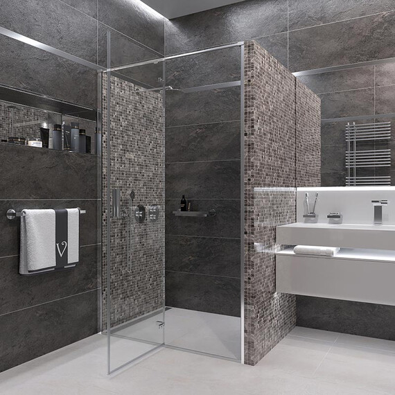 ДУШЕВАЯ ДВЕРЬ VECONI VIANNO VN-73, 800X1950, ХРОМ, СТЕКЛО ПРОЗРАЧНОЕ