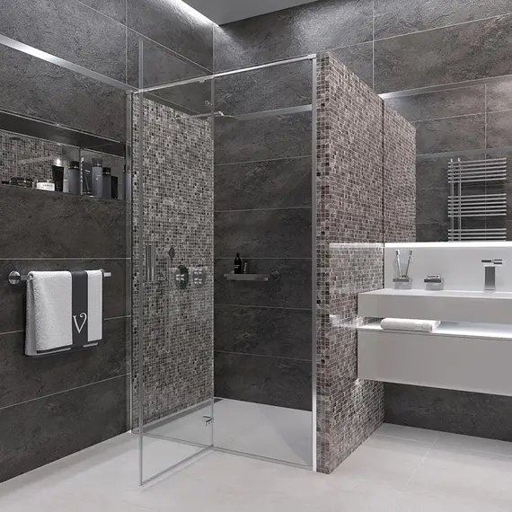 ДУШЕВАЯ ДВЕРЬ VECONI VIANNO VN-73, 800X1950, ХРОМ, СТЕКЛО ПРОЗРАЧНОЕ