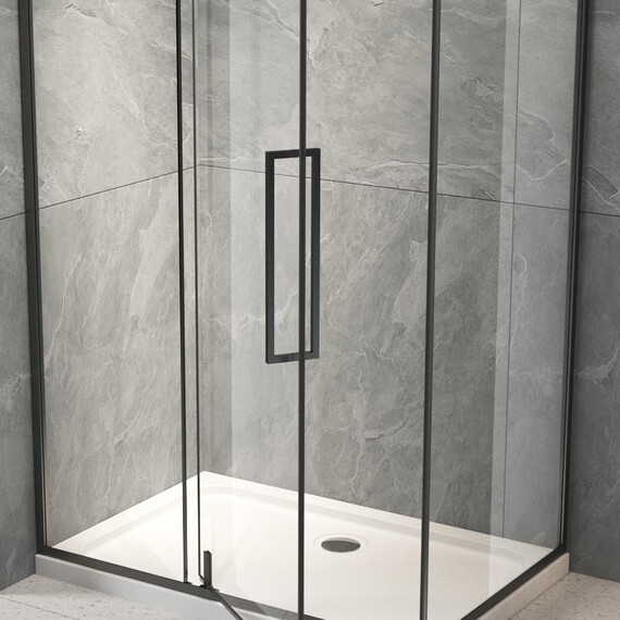 ДУШЕВОЙ УГОЛ VECONI ROVIGO RV-033B, 900Х800Х1950 ЧЕРНЫЙ, СТЕКЛО ПРОЗРАЧНОЕ