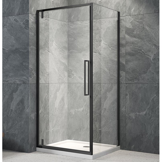 ДУШЕВОЙ УГОЛ VECONI ROVIGO RV-033B, 900Х1000Х1950 ЧЕРНЫЙ, СТЕКЛО ПРОЗРАЧНОЕ