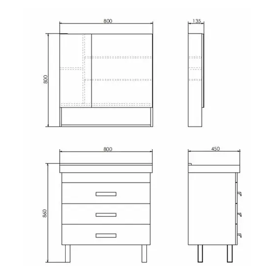 ТУМБА-УМЫВАЛЬНИК COMFORTY НИКОСИЯ-80Н БЕЛЫЙ ГЛЯНЕЦ С РАКОВИНОЙ FEST 80