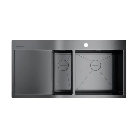 КУХОННАЯ МОЙКА OMOIKIRI AKISAME 100-2-GM-R НЕРЖ.СТАЛЬ/ВОРОНЕНАЯ СТАЛЬ