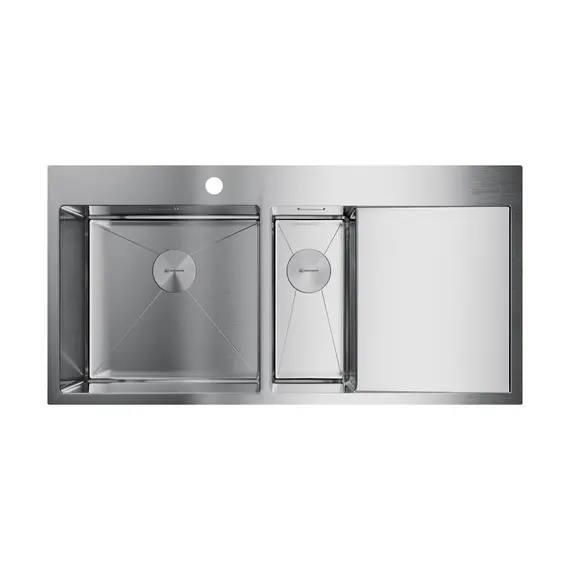 КУХОННАЯ МОЙКА OMOIKIRI AKISAME 100-2-IN-L НЕРЖ.СТАЛЬ/НЕРЖАВЕЮЩАЯ СТАЛЬ
