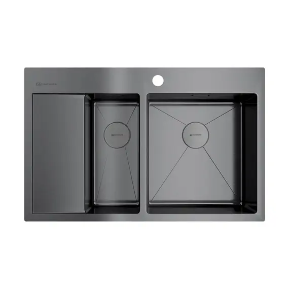 КУХОННАЯ МОЙКА OMOIKIRI AKISAME 78-2-GM-R НЕРЖ.СТАЛЬ/ВОРОНЕНАЯ СТАЛЬ