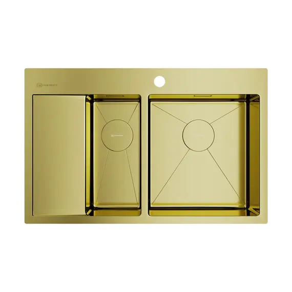 КУХОННАЯ МОЙКА OMOIKIRI AKISAME 78-2-LG-R НЕРЖ.СТАЛЬ/СВЕТЛОЕ ЗОЛОТО