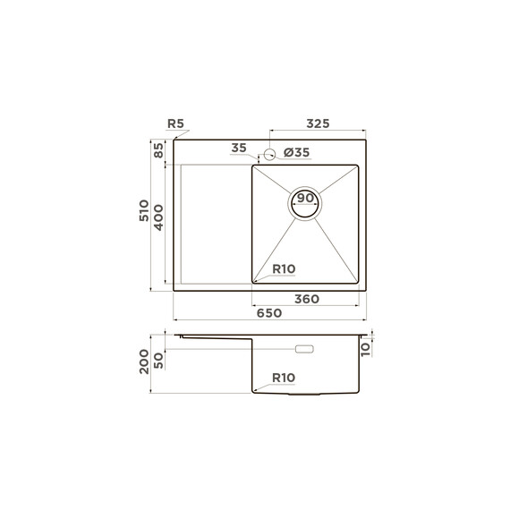 КУХОННАЯ МОЙКА OMOIKIRI AKISAME 65-GM-R НЕРЖ.СТАЛЬ/ВОРОНЕНАЯ СТАЛЬ