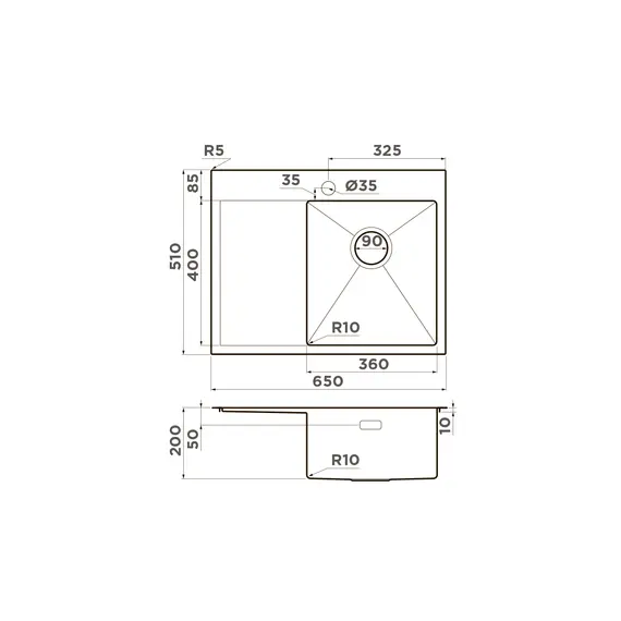 КУХОННАЯ МОЙКА OMOIKIRI AKISAME 65-GM-R НЕРЖ.СТАЛЬ/ВОРОНЕНАЯ СТАЛЬ