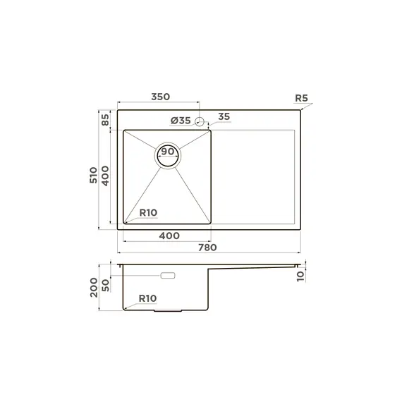 КУХОННАЯ МОЙКА OMOIKIRI AKISAME 78-IN-L НЕРЖ.СТАЛЬ/НЕРЖАВЕЮЩАЯ СТАЛЬ