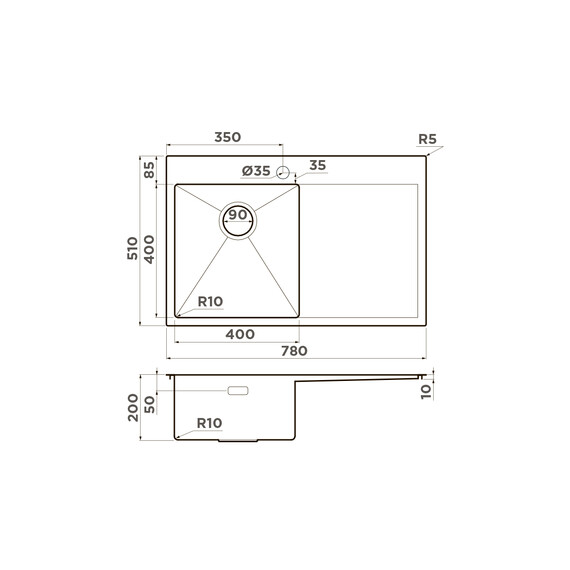 КУХОННАЯ МОЙКА OMOIKIRI AKISAME 78-LG-L НЕРЖ.СТАЛЬ/СВЕТЛОЕ ЗОЛОТО