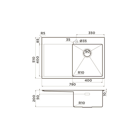КУХОННАЯ МОЙКА OMOIKIRI AKISAME 78-GM-R НЕРЖ.СТАЛЬ/ВОРОНЕНАЯ СТАЛЬ