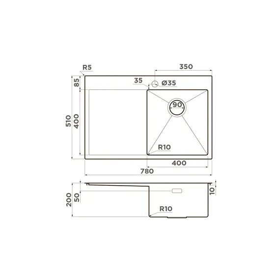 КУХОННАЯ МОЙКА OMOIKIRI AKISAME 78-LG-R НЕРЖ.СТАЛЬ/СВЕТЛОЕ ЗОЛОТО