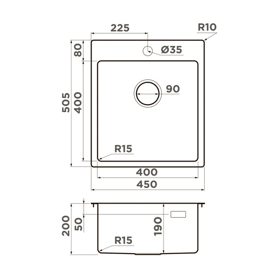 КУХОННАЯ МОЙКА OMOIKIRI AMADARE 45-IN НЕРЖ.СТАЛЬ/НЕРЖАВЕЮЩАЯ СТАЛЬ