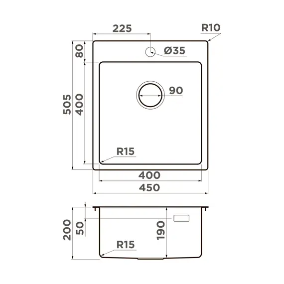 КУХОННАЯ МОЙКА OMOIKIRI AMADARE 45-IN НЕРЖ.СТАЛЬ/НЕРЖАВЕЮЩАЯ СТАЛЬ