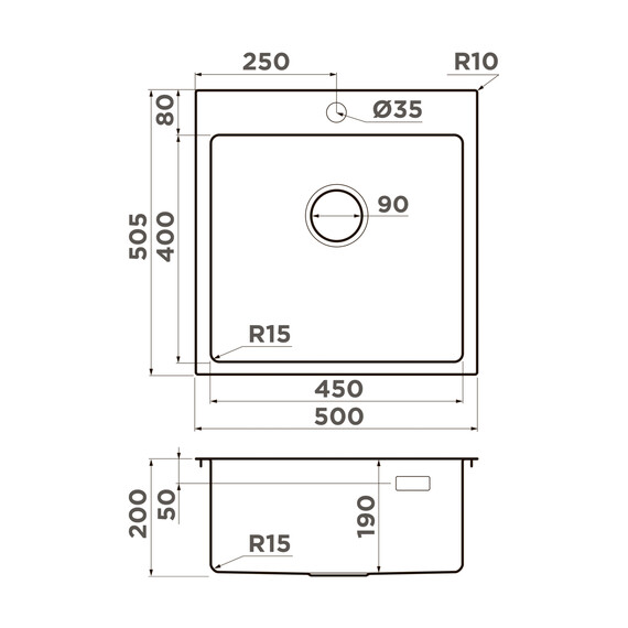 КУХОННАЯ МОЙКА OMOIKIRI AMADARE 50-IN НЕРЖ.СТАЛЬ/НЕРЖАВЕЮЩАЯ СТАЛЬ