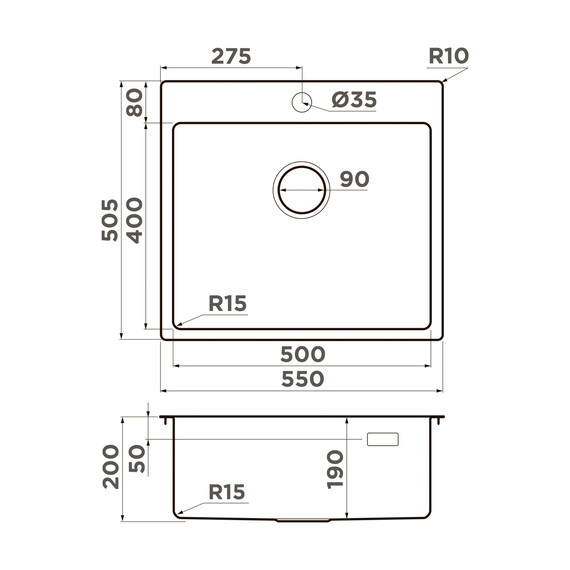 КУХОННАЯ МОЙКА OMOIKIRI AMADARE 55-IN НЕРЖ.СТАЛЬ/НЕРЖАВЕЮЩАЯ СТАЛЬ