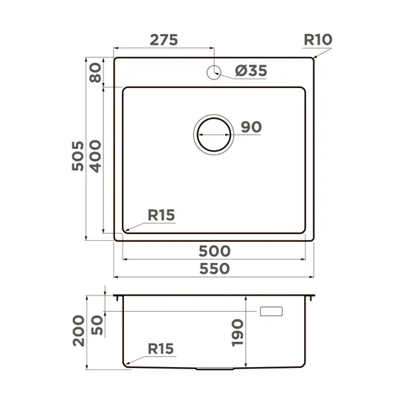 КУХОННАЯ МОЙКА OMOIKIRI AMADARE 55-IN НЕРЖ.СТАЛЬ/НЕРЖАВЕЮЩАЯ СТАЛЬ