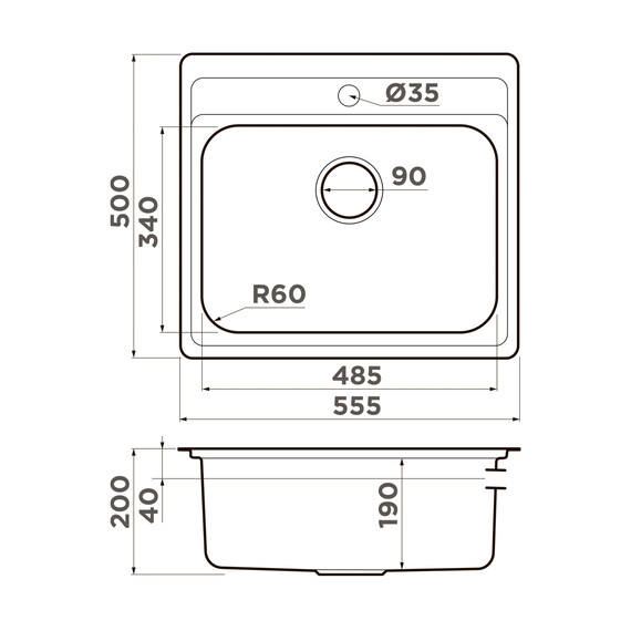 КУХОННАЯ МОЙКА OMOIKIRI ASHI 56-IN НЕРЖ.СТАЛЬ/НЕРЖАВЕЮЩАЯ СТАЛЬ