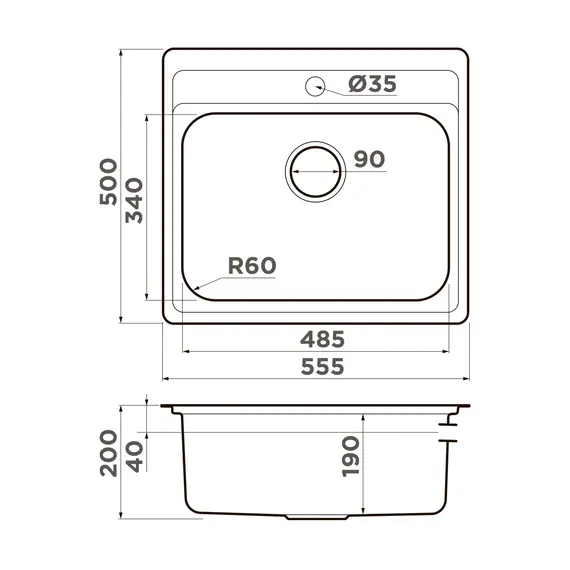 КУХОННАЯ МОЙКА OMOIKIRI ASHI 56-IN НЕРЖ.СТАЛЬ/НЕРЖАВЕЮЩАЯ СТАЛЬ