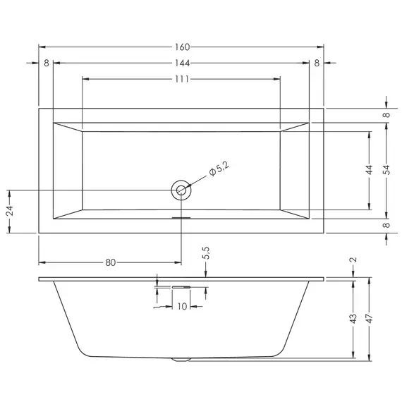 ВАННА АКРИЛОВАЯ RIHO RETHINK CUBIC 160X70 RIHO FALL БЕЛЫЙ ГЛЯНЕЦ, ЗАПОЛНЕНИЕ ЧЕРЕЗ ПЕРЕЛИВ
