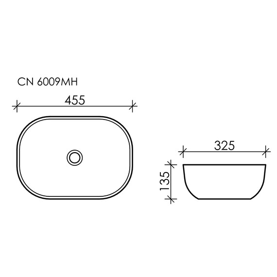 УМЫВАЛЬНИК ЧАША НАКЛАДНАЯ ПРЯМОУГОЛЬНАЯ CERAMICA NOVA ELEMENT 455X325X135 ММ АНТРАЦИТ МАТОВЫЙ