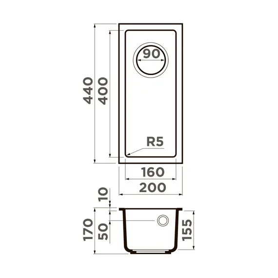 КУХОННАЯ МОЙКА OMOIKIRI BOSEN 20-U-BL TETOGRANIT/ЧЕРНЫЙ