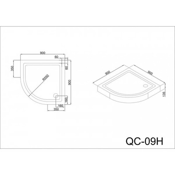 ДУШЕВОЙ ПОДДОН BLACK & WHITE STELLAR WIND EASY PLUMB QC-09H 135 ММ