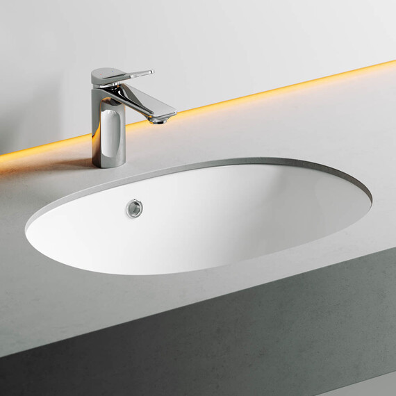 УМЫВАЛЬНИК ОВАЛЬНЫЙ ВСТРАИВАЕМЫЙ ПОД СТОЛЕШНИЦУ CERAMICA NOVA ELEMENT 565X385X210 ММ