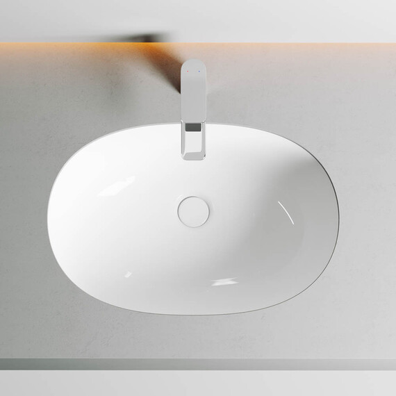 УМЫВАЛЬНИК ОВАЛЬНЫЙ ВСТРАИВАЕМЫЙ ПОД СТОЛЕШНИЦУ CERAMICA NOVA ELEMENT 565X385X210 ММ