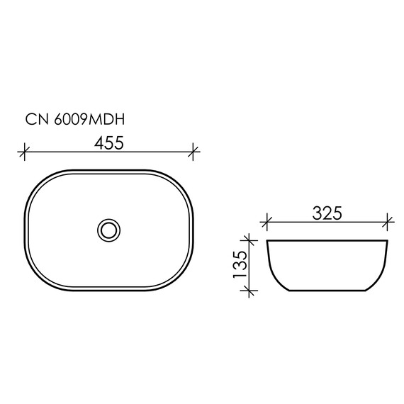 УМЫВАЛЬНИК ЧАША НАКЛАДНАЯ ПРЯМОУГОЛЬНАЯ CERAMICA NOVA ELEMENT 455X325X135 ММ ТЕМНЫЙ АНТРАЦИТ МАТОВЫЙ