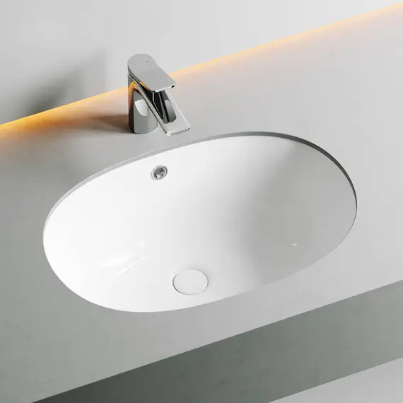 УМЫВАЛЬНИК ОВАЛЬНЫЙ ВСТРАИВАЕМЫЙ ПОД СТОЛЕШНИЦУ CERAMICA NOVA ELEMENT 565X385X210 ММ