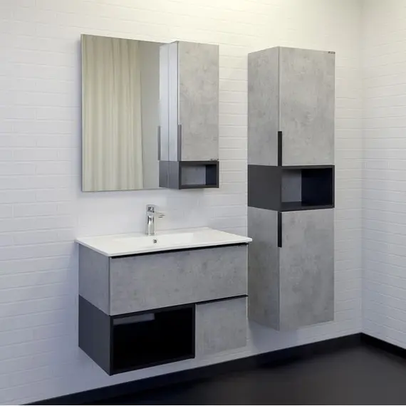 ТУМБА-УМЫВАЛЬНИК COMFORTY ФРАНКФУРТ-75 БЕТОН СВЕТЛЫЙ С РАКОВИНОЙ COMFORTY 75E