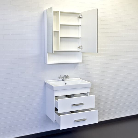 ТУМБА-УМЫВАЛЬНИК COMFORTY НИКОСИЯ 60П БЕЛЫЙ ГЛЯНЕЦ С РАКОВИНОЙ FEST 60