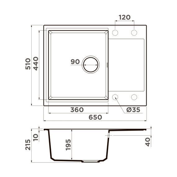 КУХОННАЯ МОЙКА OMOIKIRI DAISEN 65-GR ARTGRANIT/LENINGRAD GREY