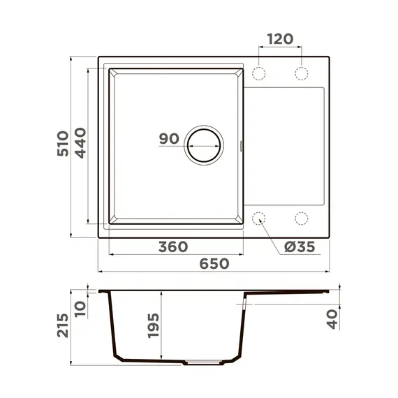 КУХОННАЯ МОЙКА OMOIKIRI DAISEN 65-SA ARTGRANIT/БЕЖЕВЫЙ