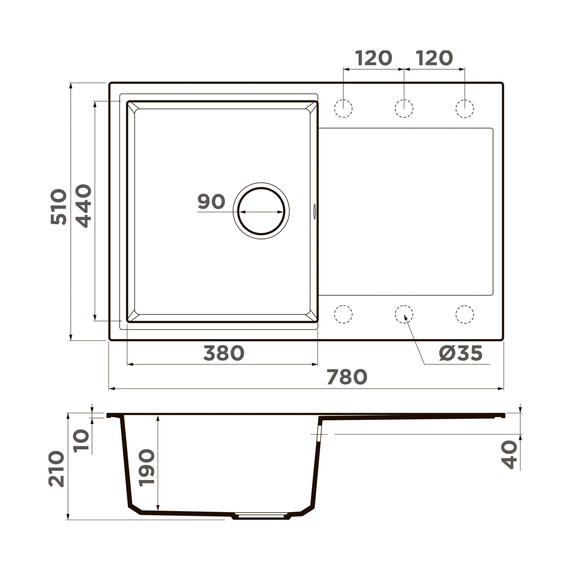 КУХОННАЯ МОЙКА OMOIKIRI DAISEN 78-BE ARTGRANIT/ВАНИЛЬ