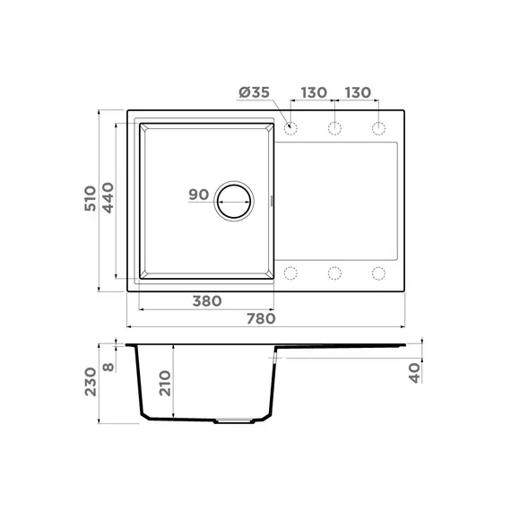 КУХОННАЯ МОЙКА OMOIKIRI DAISEN 78T-BE TETOGRANIT/ВАНИЛЬ
